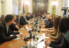 18 December 2013 The National Assembly Speaker and the interns attending the Internship Youth Programme for members of national minorities at state institutions in Serbia